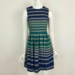 Calvin Klein Fit-n-Flare Striped Pleated Dress